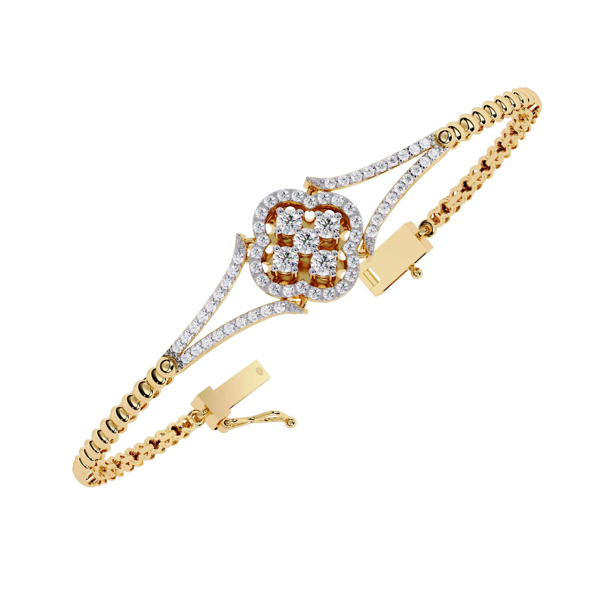 Solitairekart 0.5ct Clover Natural Diamond Bracelet-HI Color, VS-SI Clarity